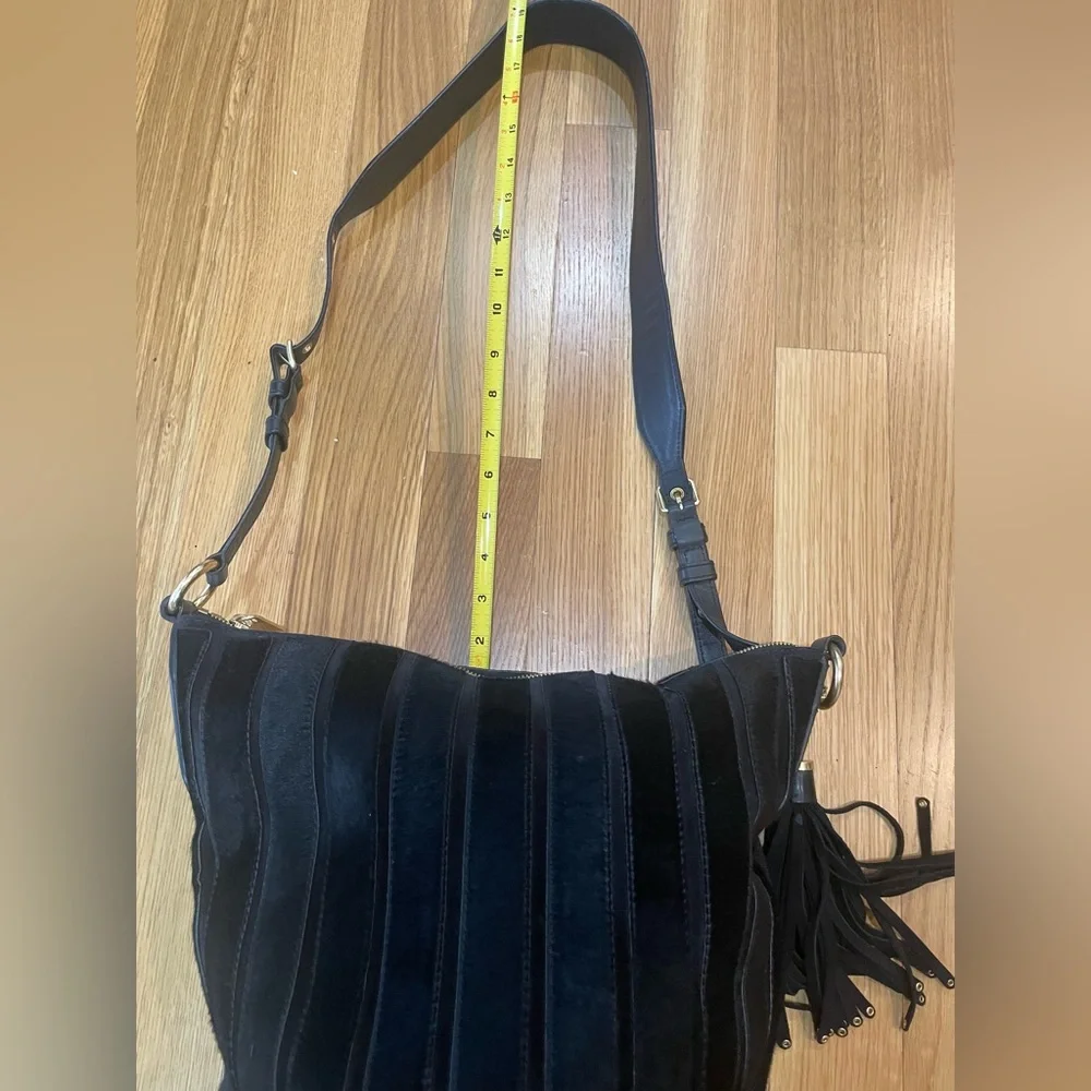 Michael Kors Black Brooklyn Applique Haircalf Feed Bag Purse with Dust Bag - Picture 12 of 15